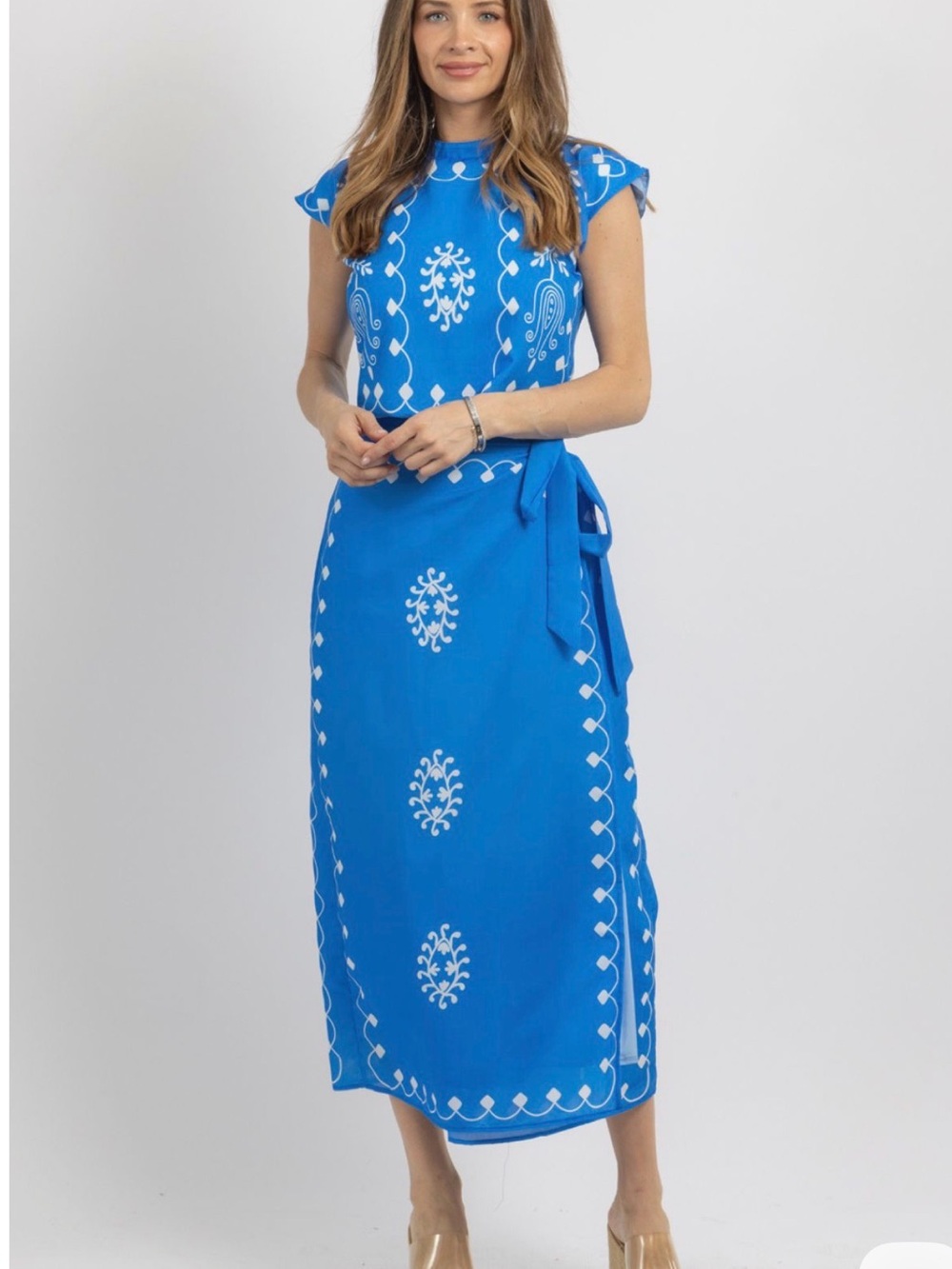 Blue Pattered Skirt Set